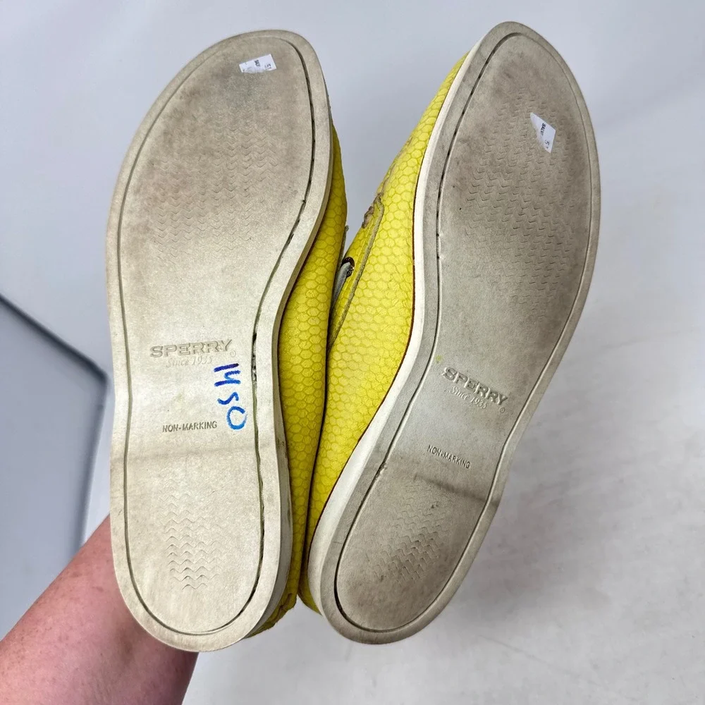 Sperry Gold Cup Top-Sider Boat Shoes Yellow 9.5 Nautical Snakeskin Embossed